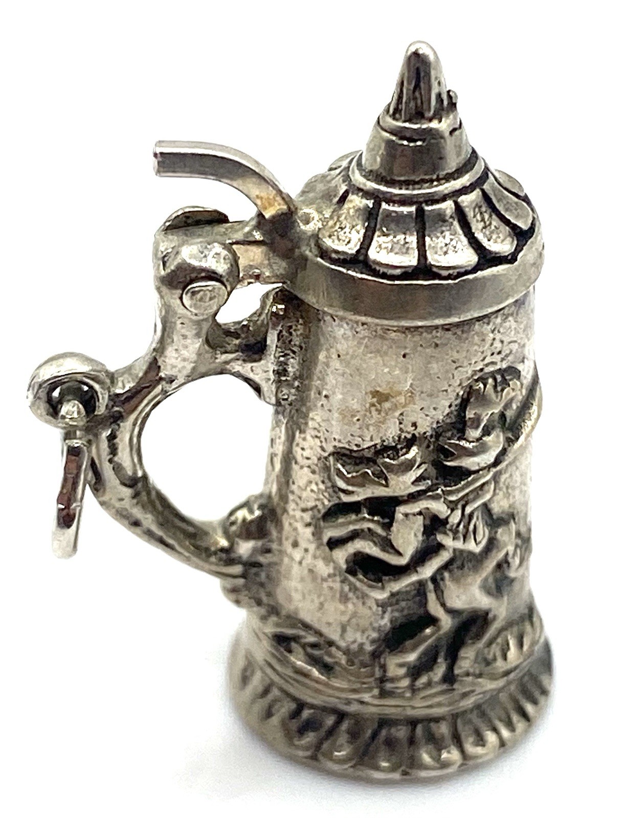 Vintage German Stein Figural Knight on Horse Castle 835 Fine Silver Pendant