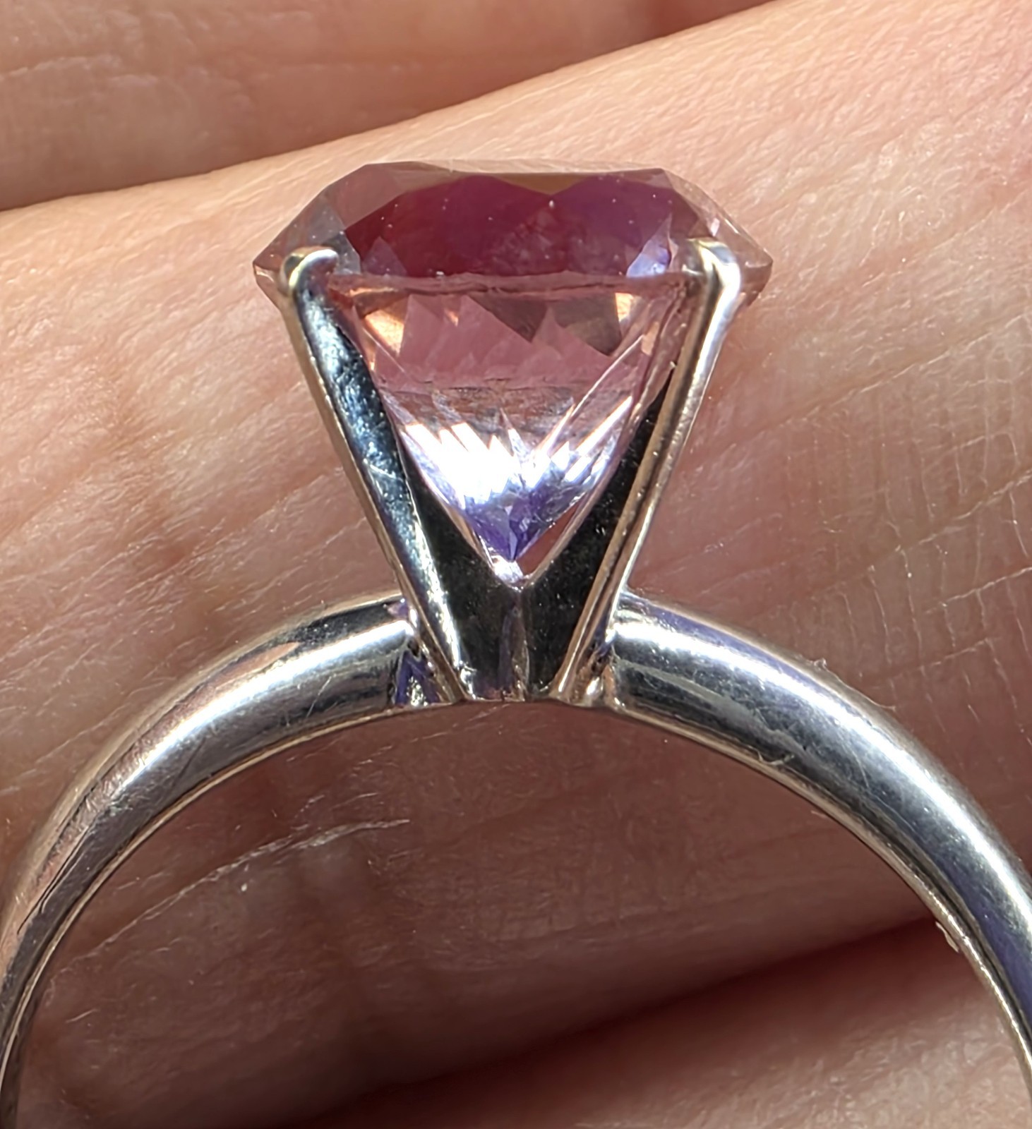 VTG ArtCarved Solitaire Ring made with Sterling and 10K with Synthetic Alexandri