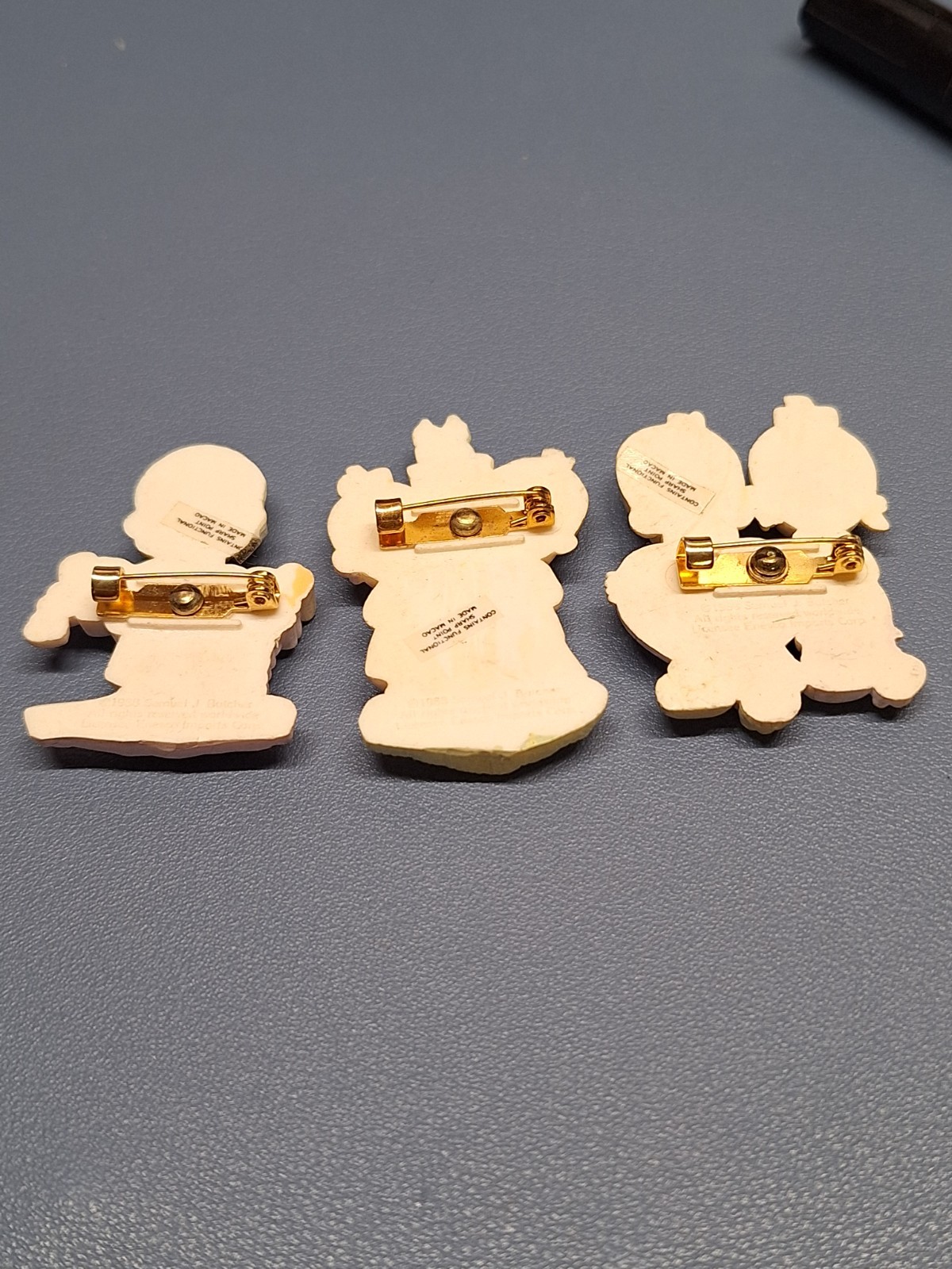 3 PRECIOUS MOMENTS SMALL BROOCH PINS
