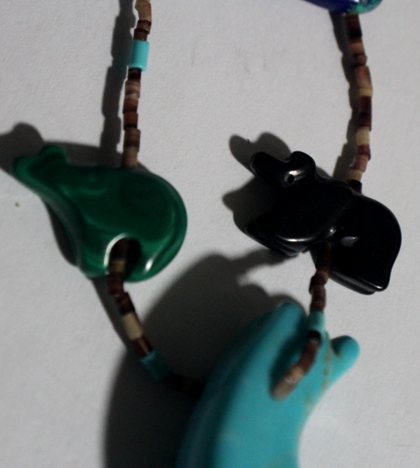 Vintage Carved Stones Multi Color Animals Necklace