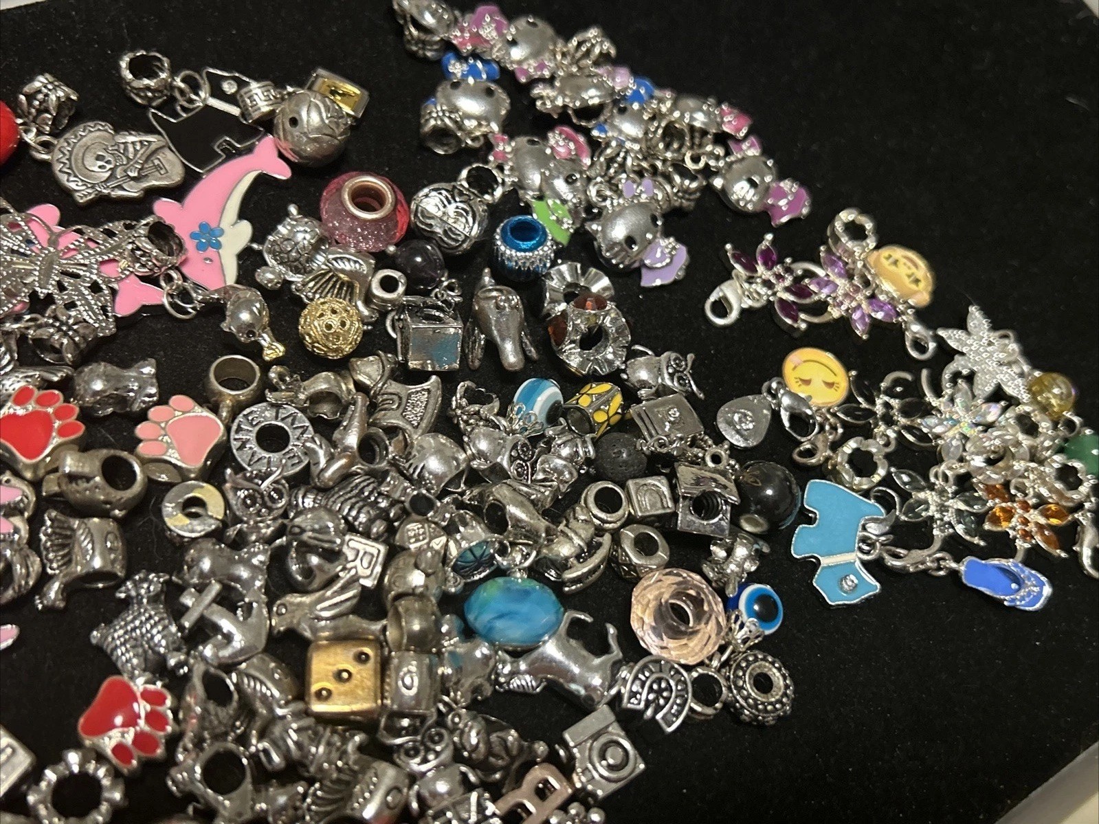 Vintage Lot 181 Charms Bead Spacer Clip Dangle Mix Rhinestone Enamel Collection
