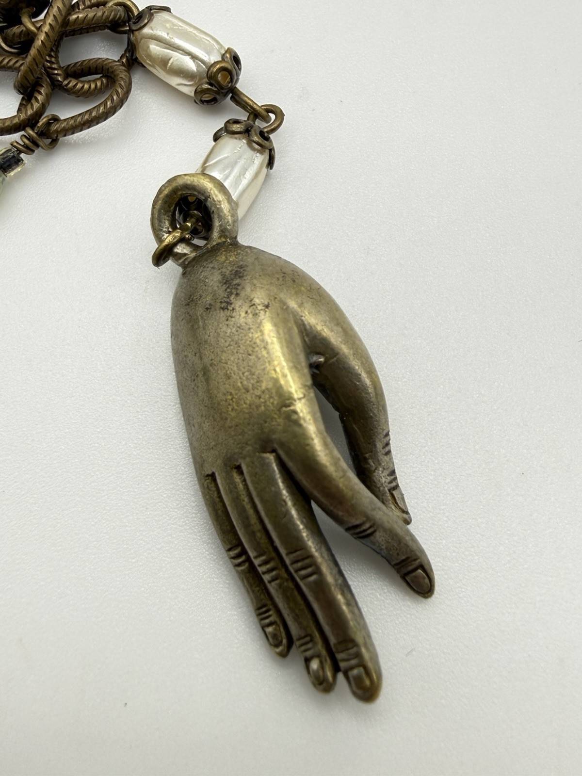 Reproduction Of Victorian Hand Necklace 22” Plus 3” Extender
