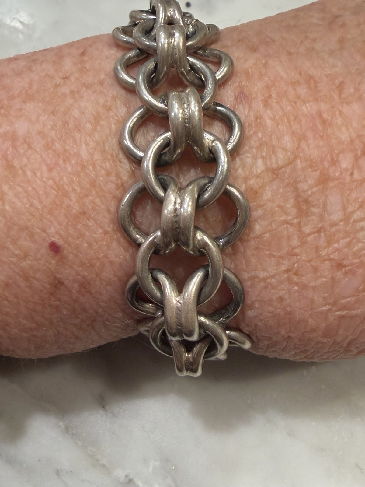 VINTAGE TAXCO MEXICO 925 STERLING SILVER FANCY WOVEN LINK BRACELET
