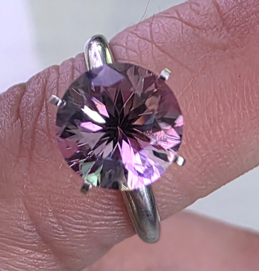 VTG ArtCarved Solitaire Ring made with Sterling and 10K with Synthetic Alexandri