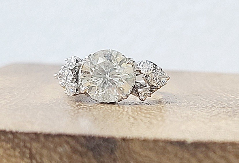 Vintage 14k White Gold Engagement Ring 2.82CT. Natural Round Diamond Circa 1950s