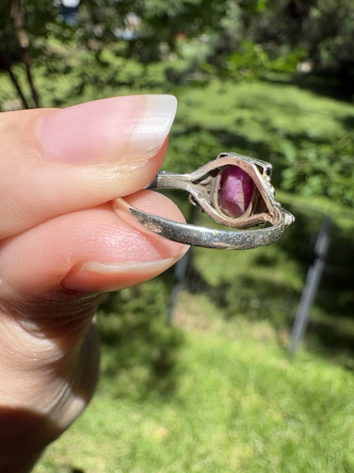 Solid Sterling Ruby Ring Sz 6.5