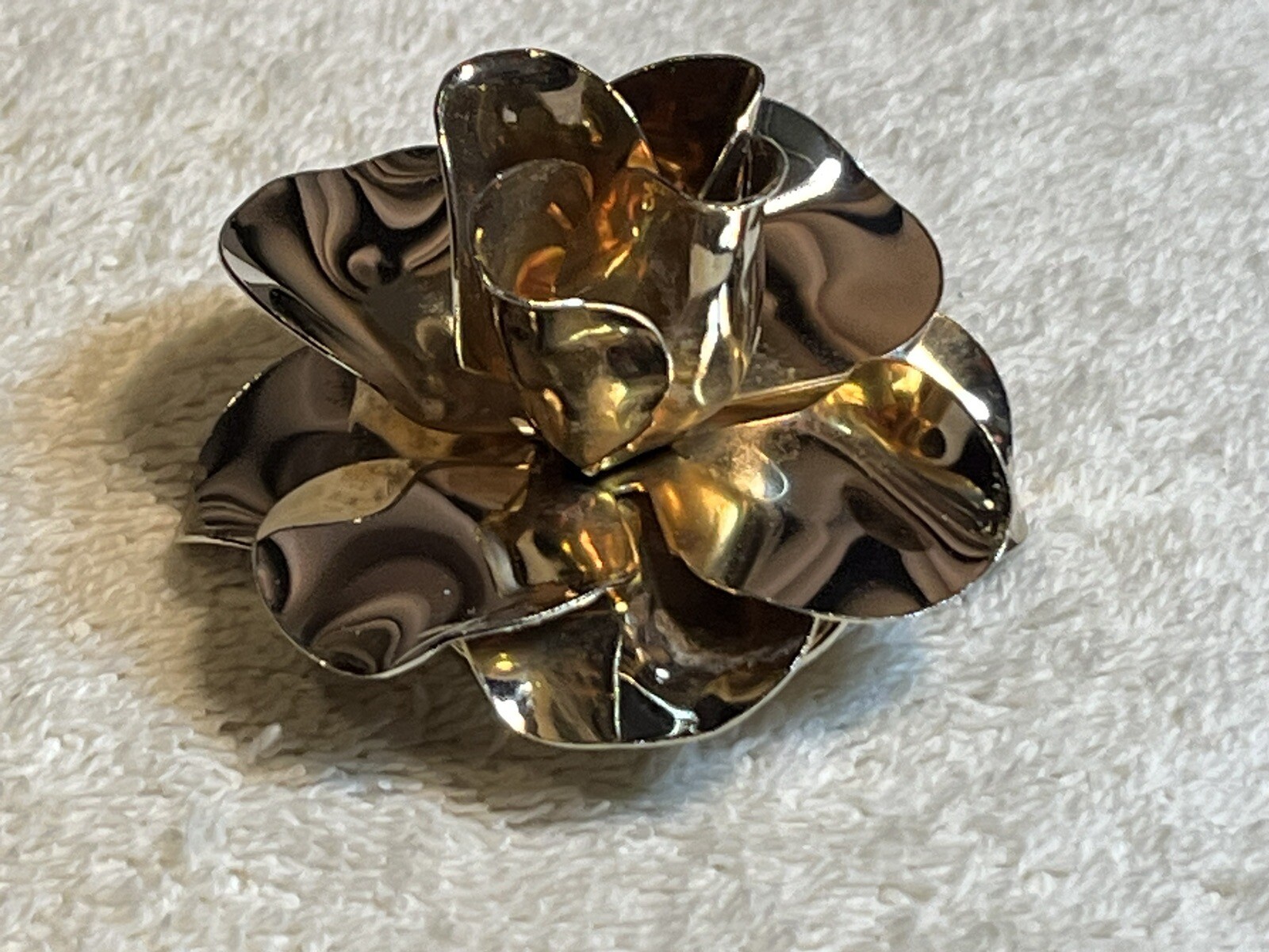 Vintage Jeri Lou Gold Tone Rose Flower Scarf Clip