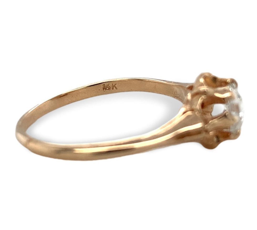Victorian 14k Yellow Gold .37ct Rose Cut Genuine Natural Diamond Ring (#J7484)