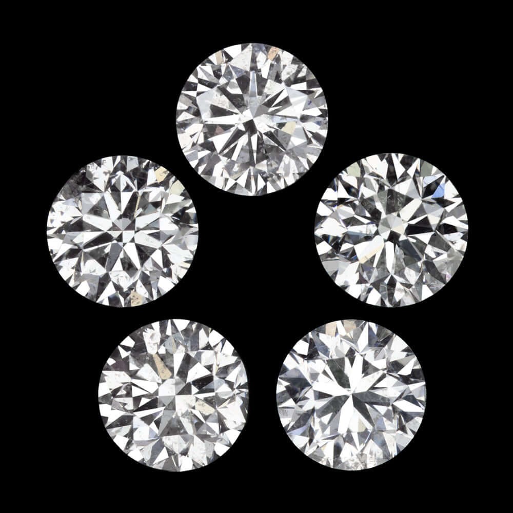 1.56ct H-I SI ROUND BRILLIANT CUT DIAMOND 5 STONE LAYOUT NATURAL PARCEL 1.5ct