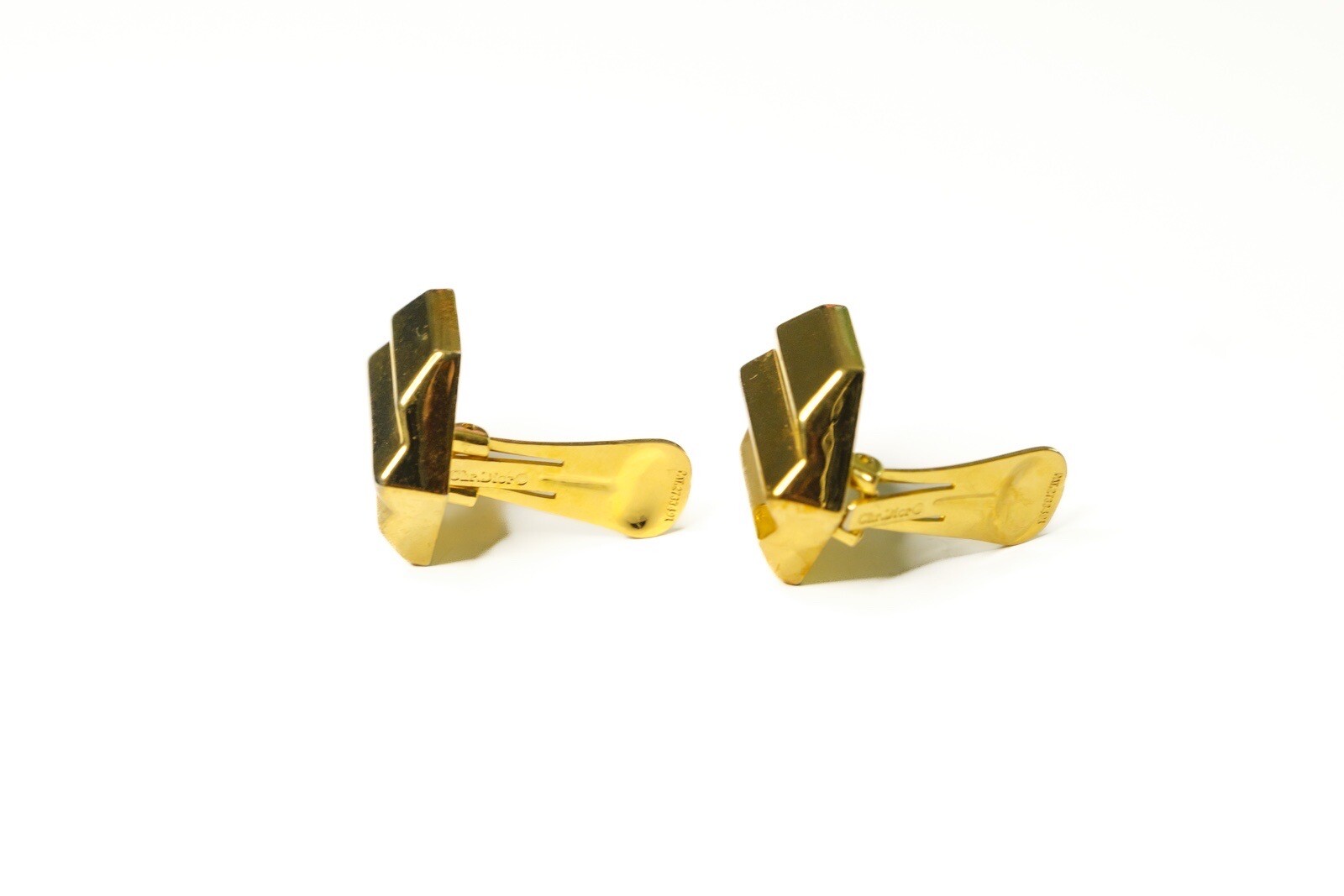 Dior Women Yellow Gold Art Deco Style Hexagon Clip-on Earrings