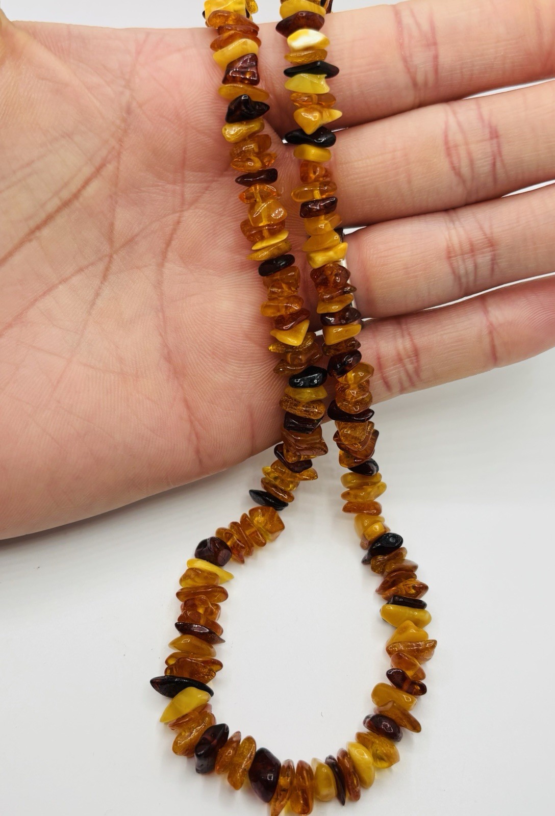 Vintage Baltic Amber Nugget Bead Necklace 22” – 19 Grams