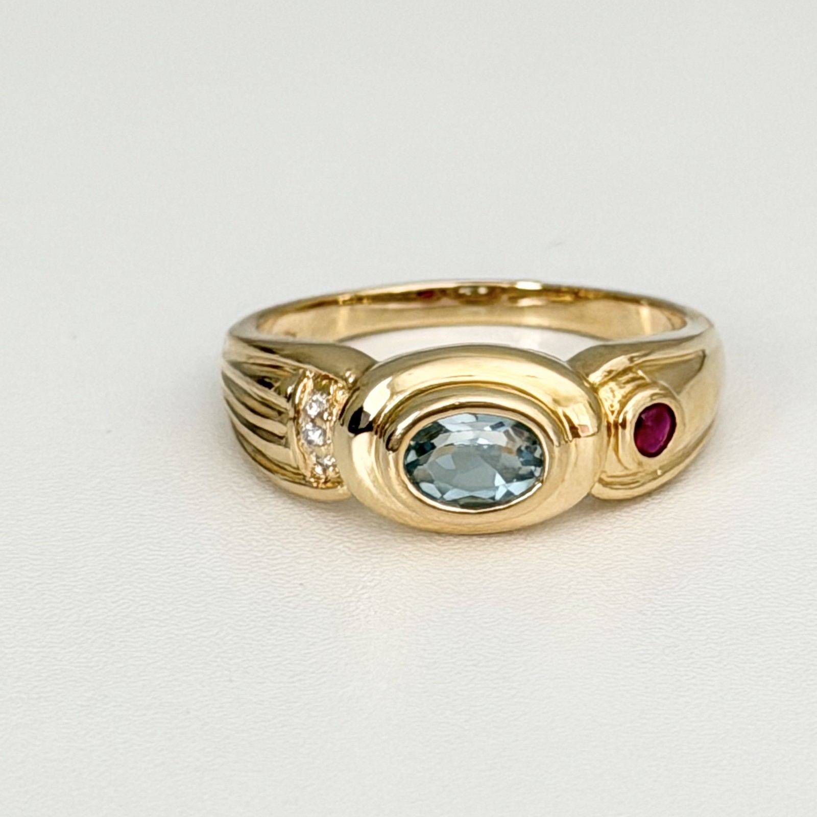 Ross Simons 925 Sterling Silver Gold Vermeil Blue Topaz Multi Stone Ring Size 10