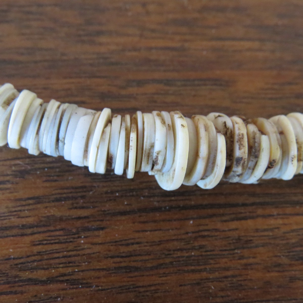 Vtg African Ostrich Eggshell Heishi Bead Choker Necklace / String Tie