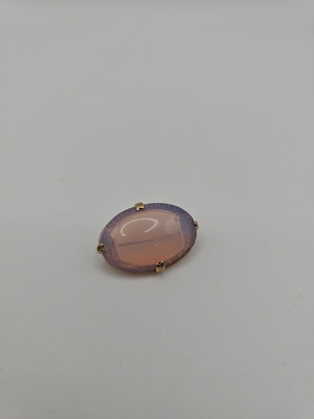 Antique Czechoslovakian Bohemian Gold Tone Brooch With Art Glass