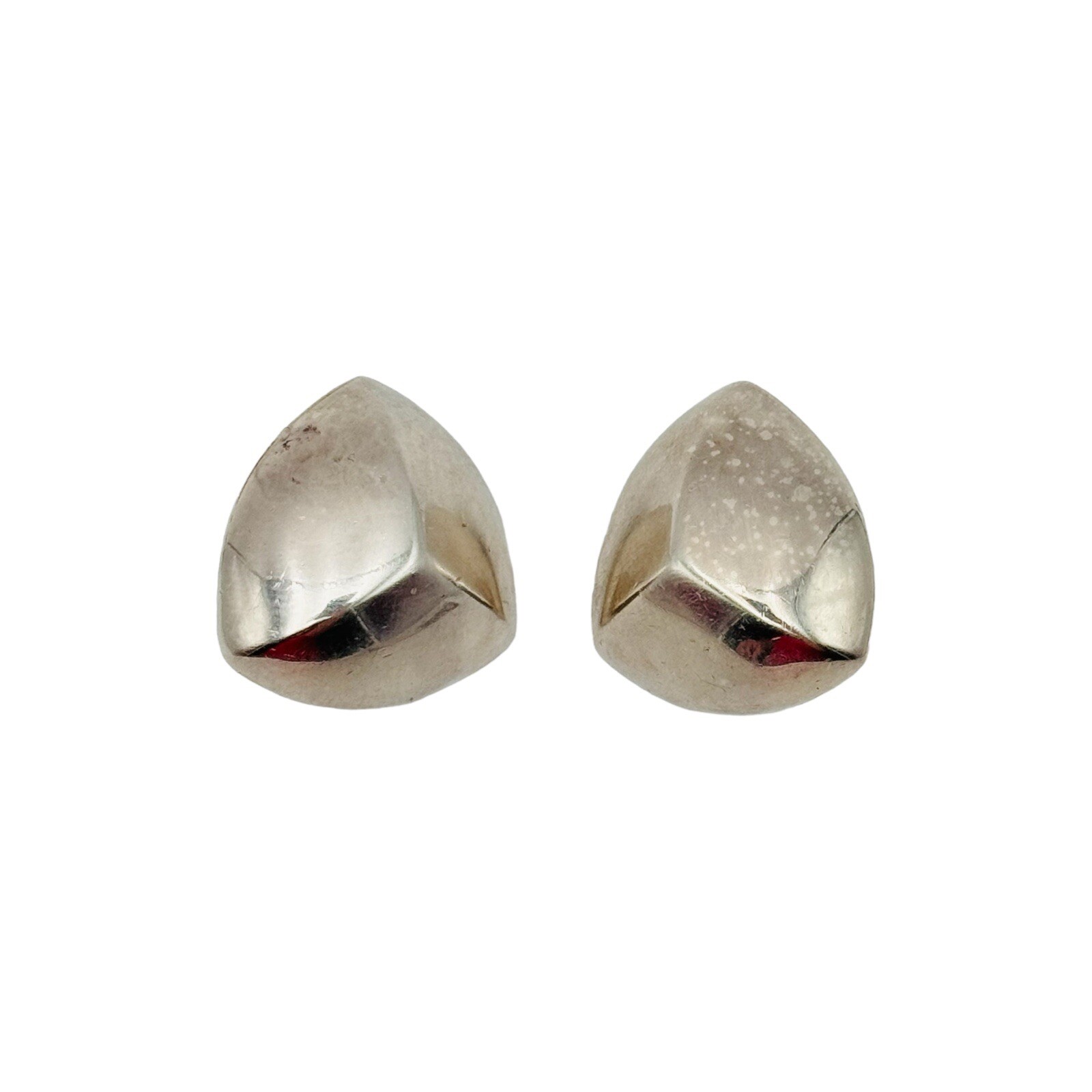Vintage Sterling Silver Zina Modernist Triangle Earrings Omega Back Mexico RARE