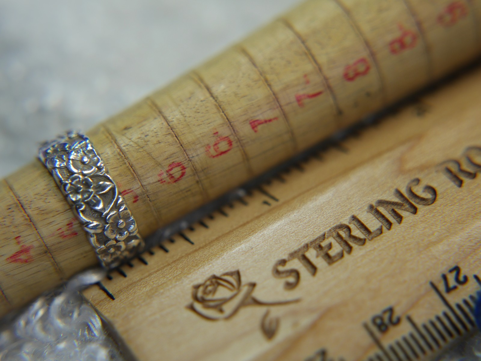 Forget Me Not Flower 0.925 STERLING SILVER Wedding Band vintage Ring size 5.5