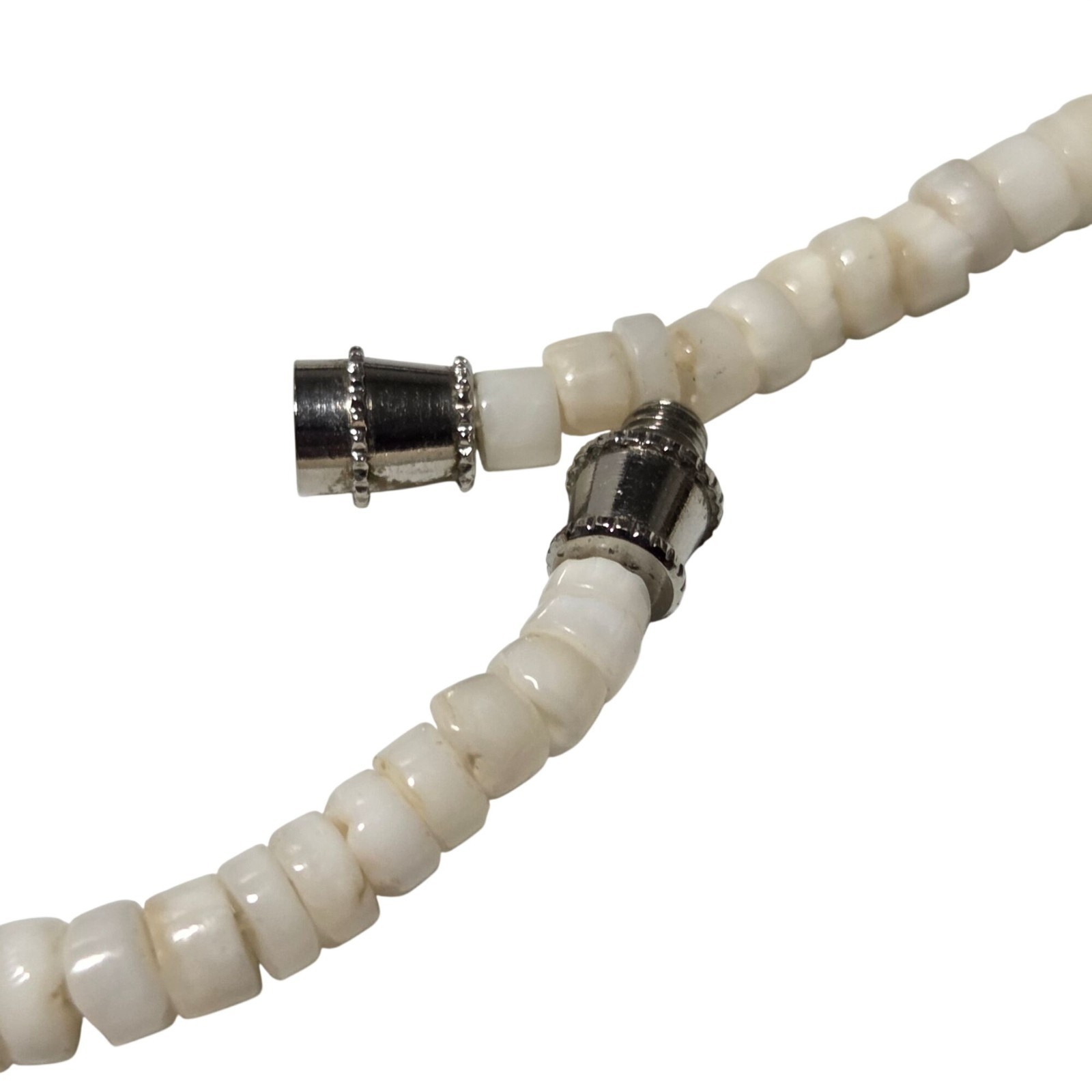 Vintage White Purple Heishi Shell Necklace Magnetic Closure Beach Core Surfer