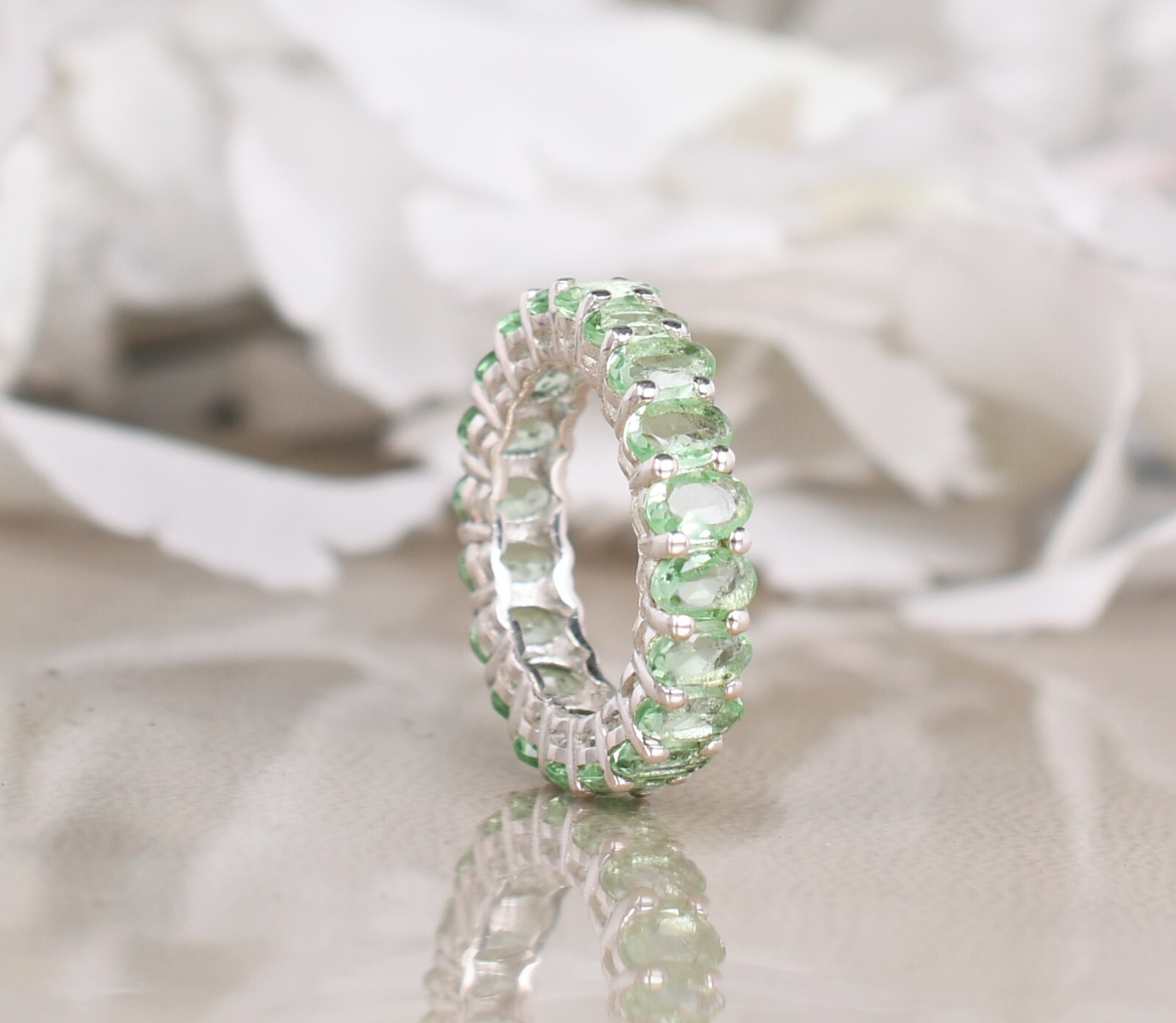 Mint Green Sapphire Wedding band Ring Green Sapphire Ring Anniversary Gifts