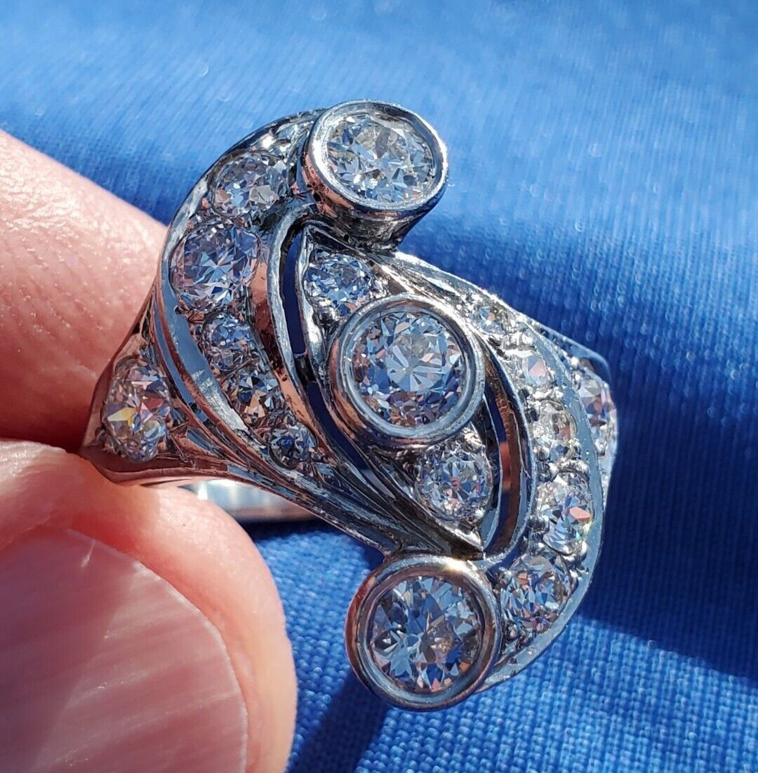 Original EARTH MINED DIAMOND European cut Deco Engagement Ring Vintage 14K GOLD