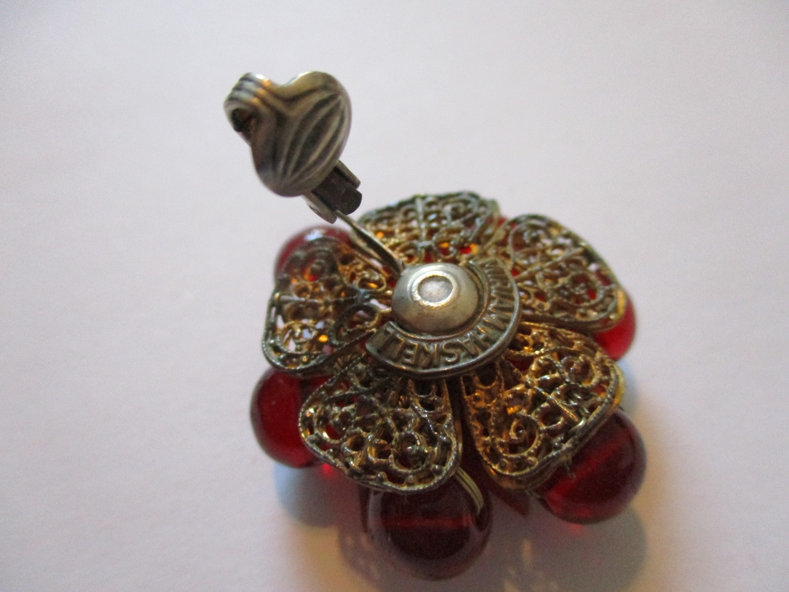 Signed Miriam Haskell Red SINGLE Earring