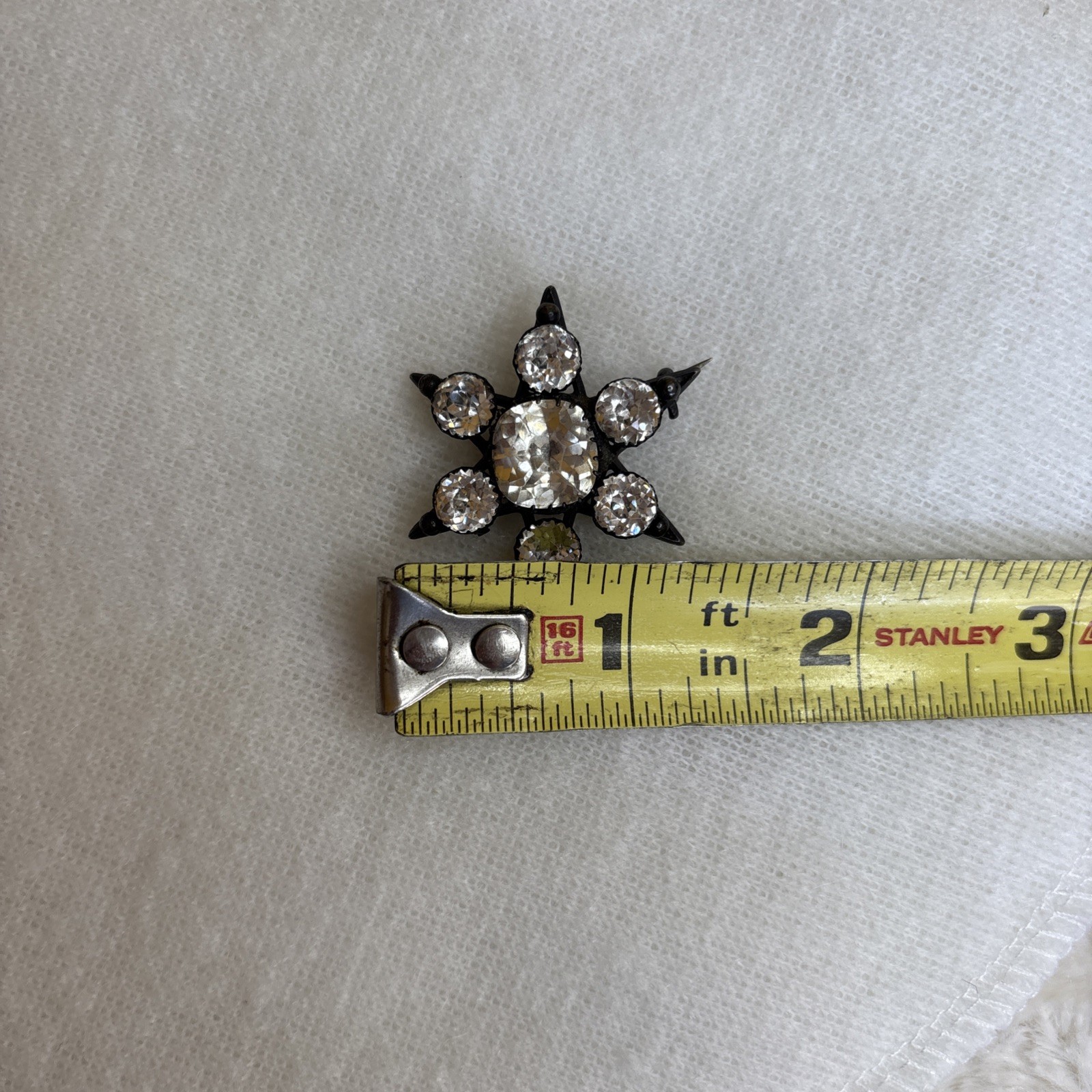 AntiqueVictorian Sterling Silver Tone Alloy Paste Glass Cluster Star Brooch1800s