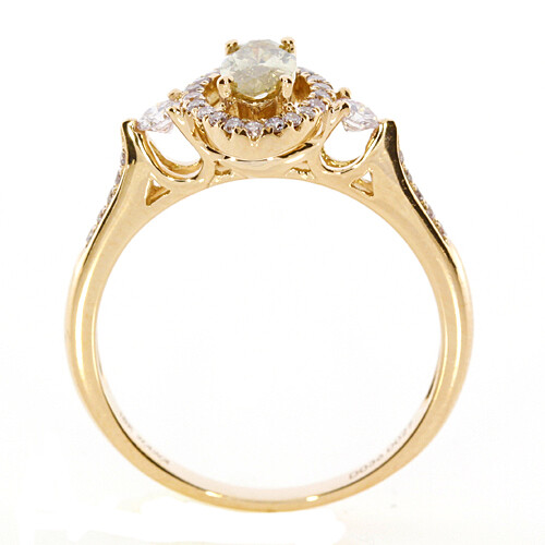 .94CT LIGHT PINK & FANCY YELLOW DIAMOND 18KT YELLOW & ROSE GOLD ENGAGEMENT RING