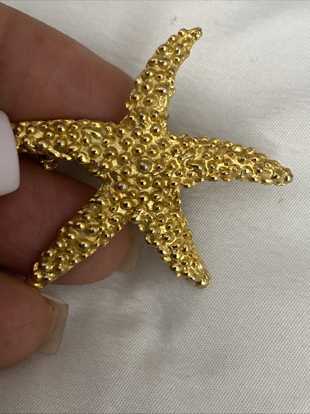 Vintage Roma Signed Starfish Brooch Pin Gold Tone Sea Creatures Ocean Aquatic