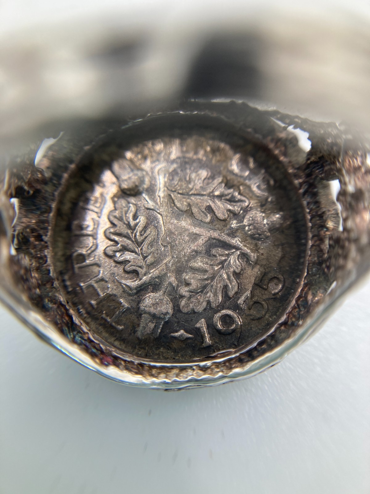 1935 Silver Three Pence Coin Ring