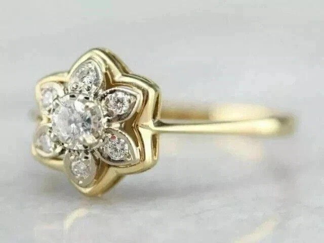 2.1Ct VVS1 Round Cut Lab Created Diamond Anniversary 14K Yellow Gold Finish Ring
