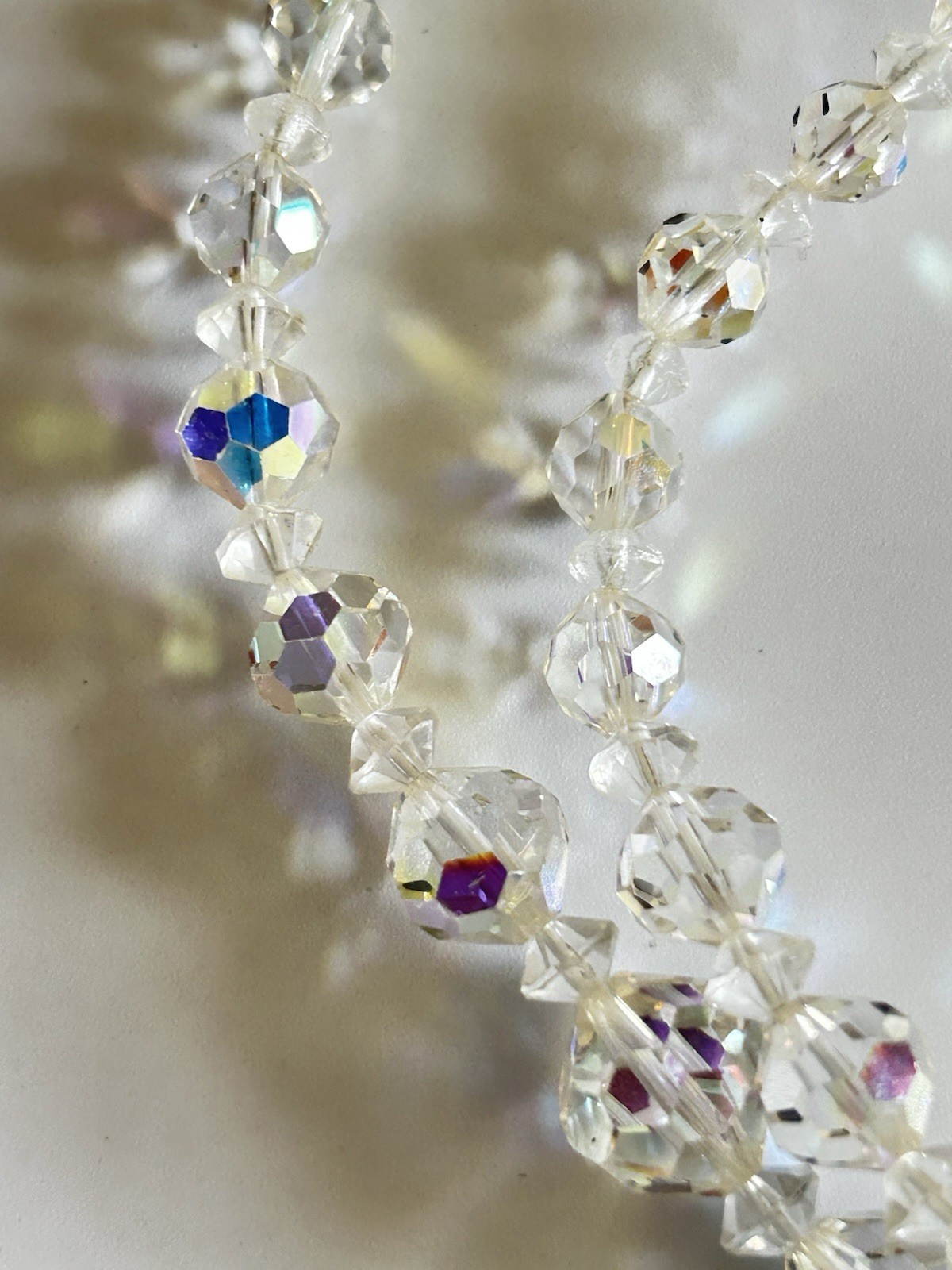 Vintage/Estate Aurora Borealis Crystal Double Stand Necklace