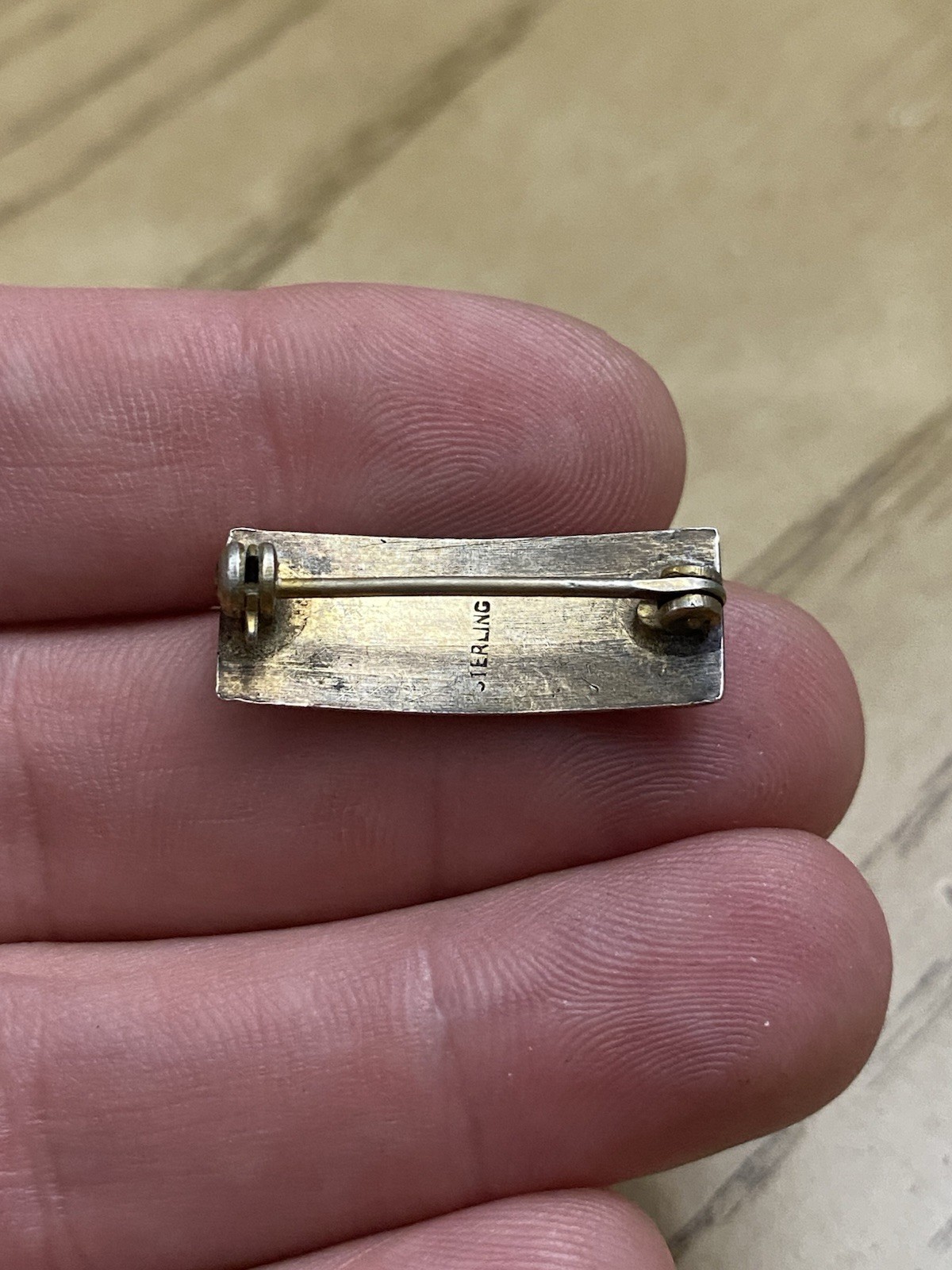 Vintage Sterling Silver 925 Tested Estate Acquired Military Bar Brooch Pin