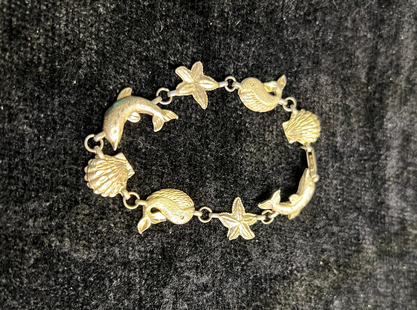 Vintage 925 Sterling Silver Ocean Sea Creatures Link 7″