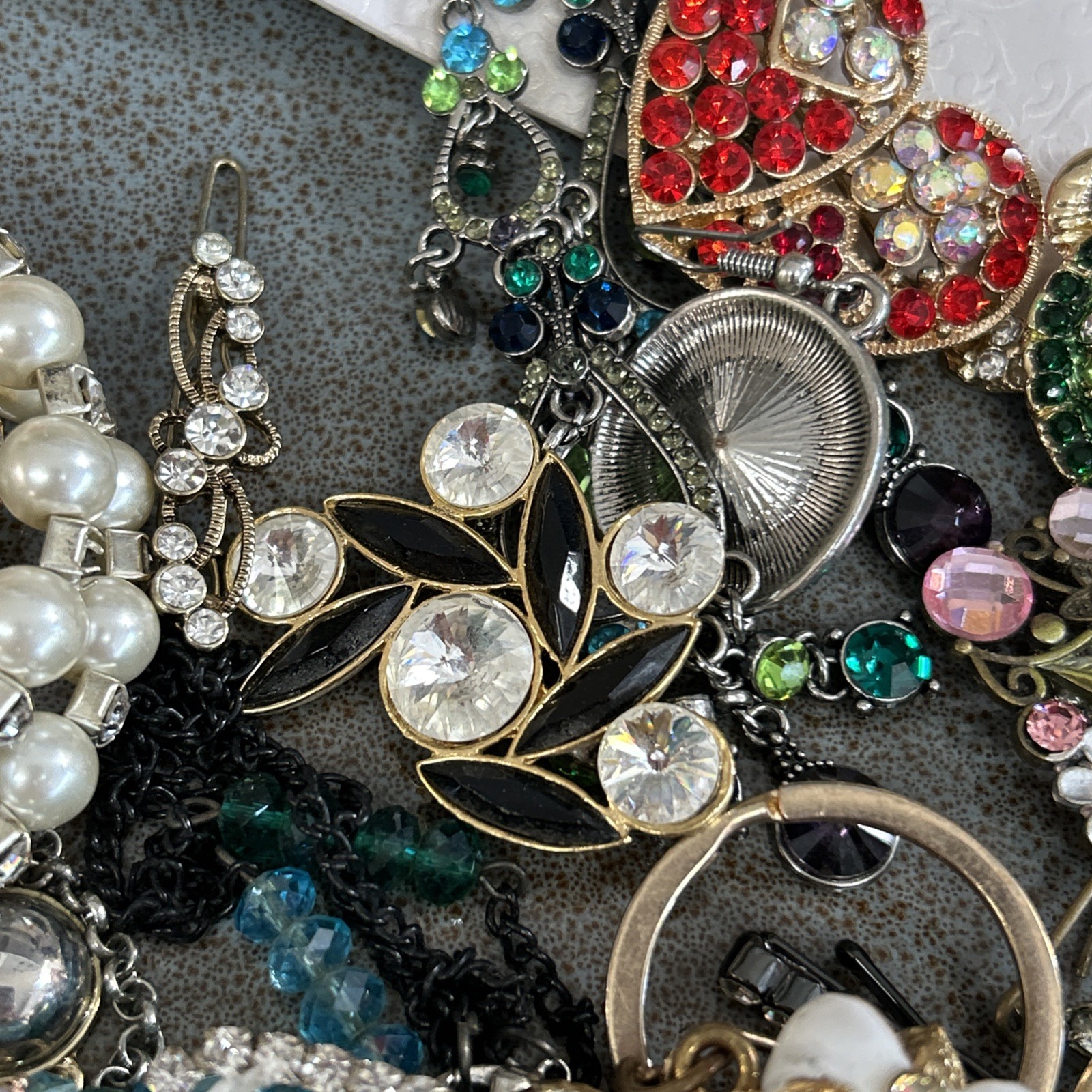 Junk Jewelry Crafting Lot Blingy Sparkling Rhinestones Junk Drawer 1lb