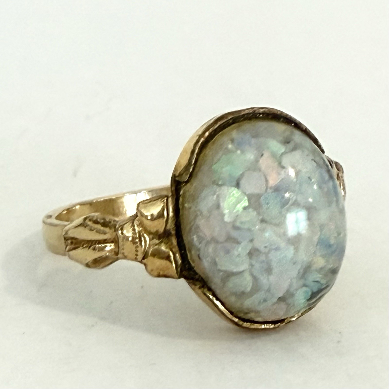 Vintage C&C Clark Coombs 10k Gold Filled Victorian Style Ring Faux Opal Size 5.5