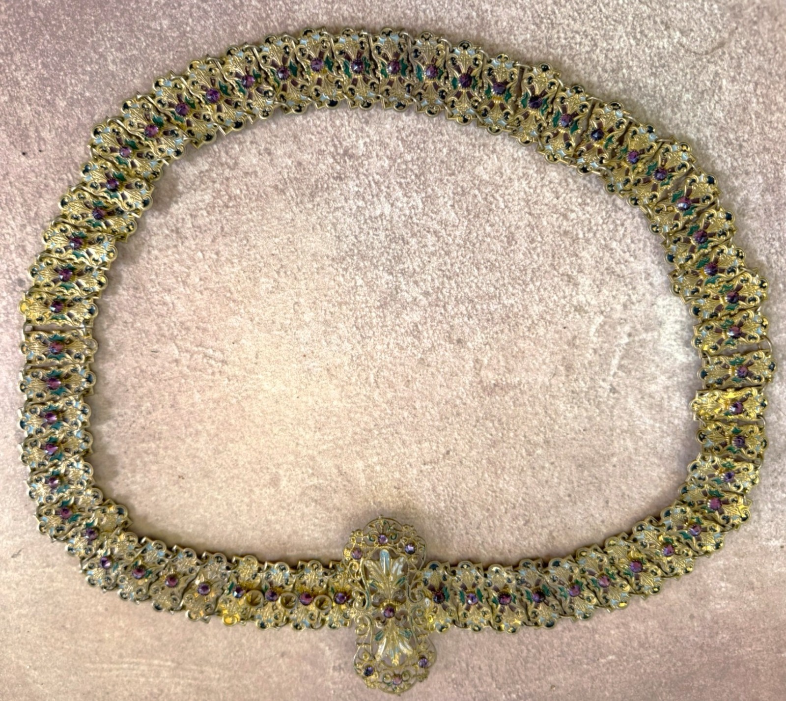 Antique Austro-Hungarian Jeweled Enamel Belt – Renaissance Revival 19thC