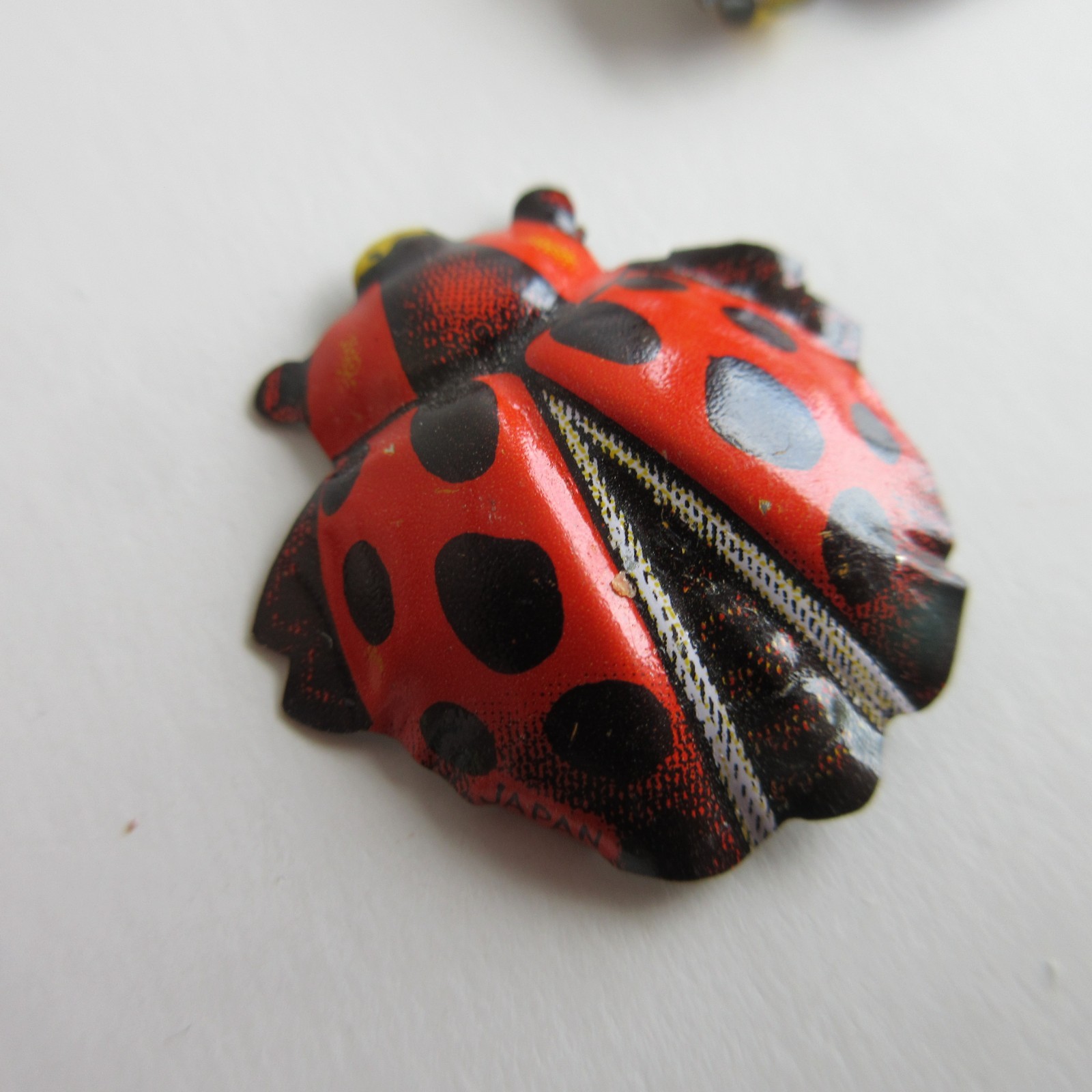 2 vintage Tin Litho Bug Insect Pins lady bug etc lot