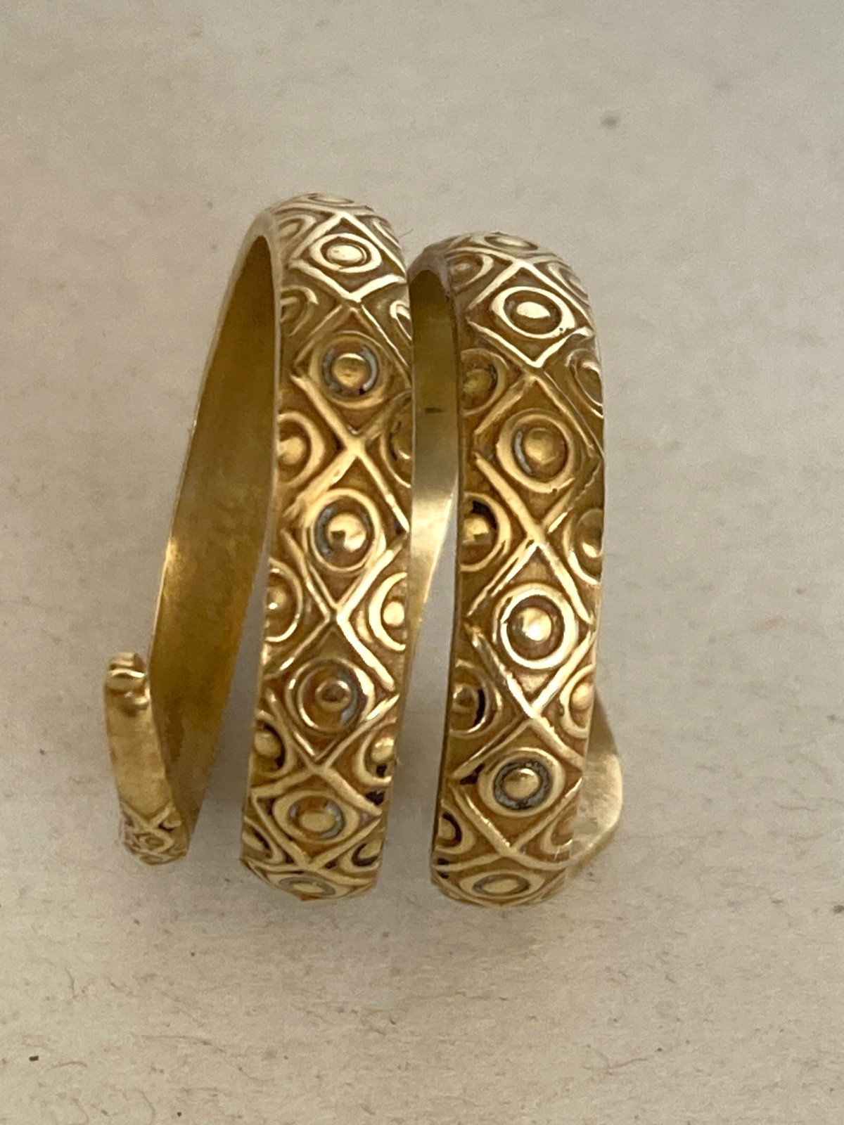Vintage Gold over brass Coiled Snake Ring – Spain