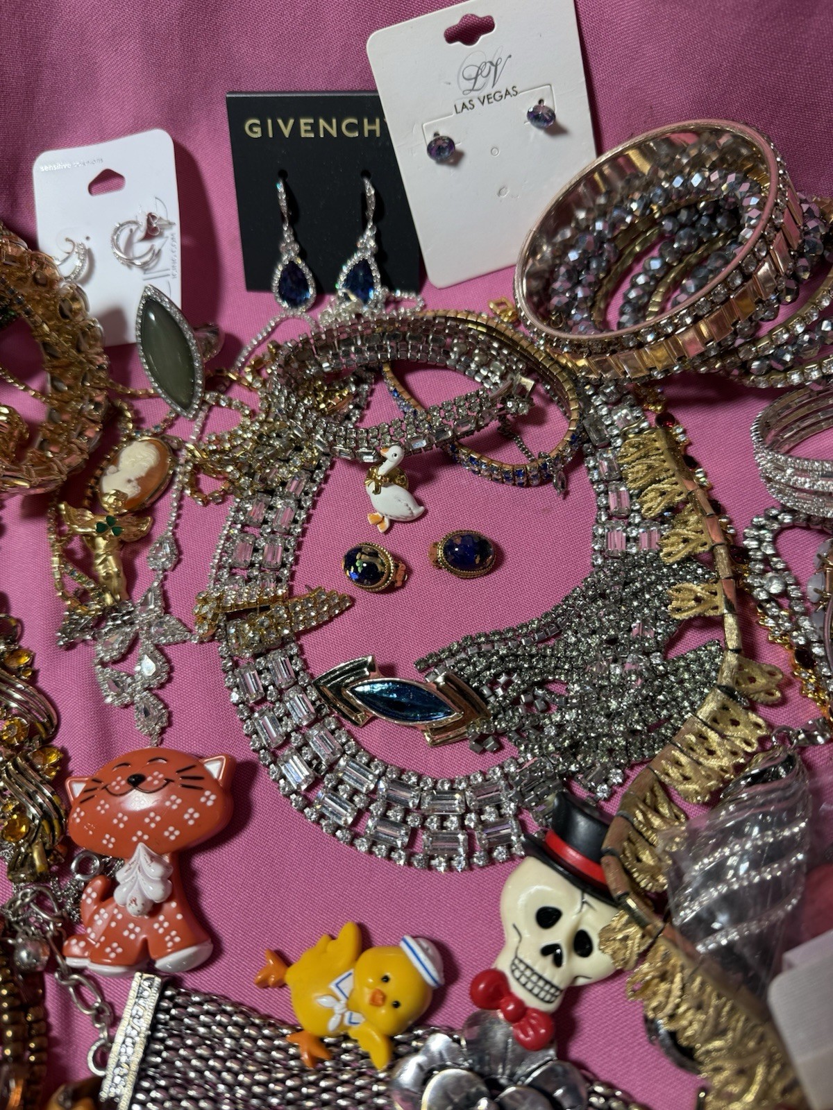 Costume Jewelry Lot VTG Rhinestone Set Givenchy Whiting & Davis Solid Perfume