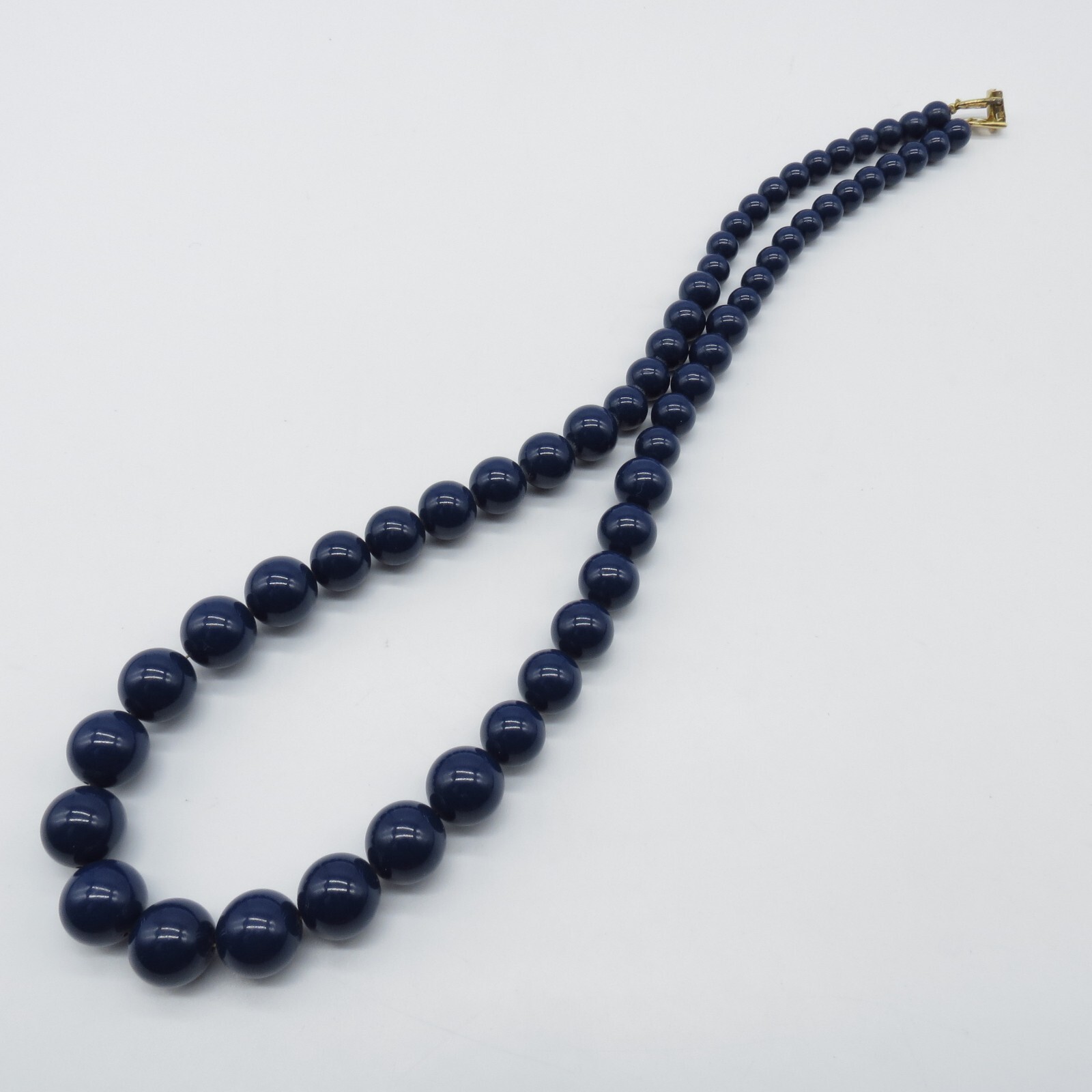 VTG Napier Graduated Beaded Necklace Dark Blue Boho Everyday Wear 24″