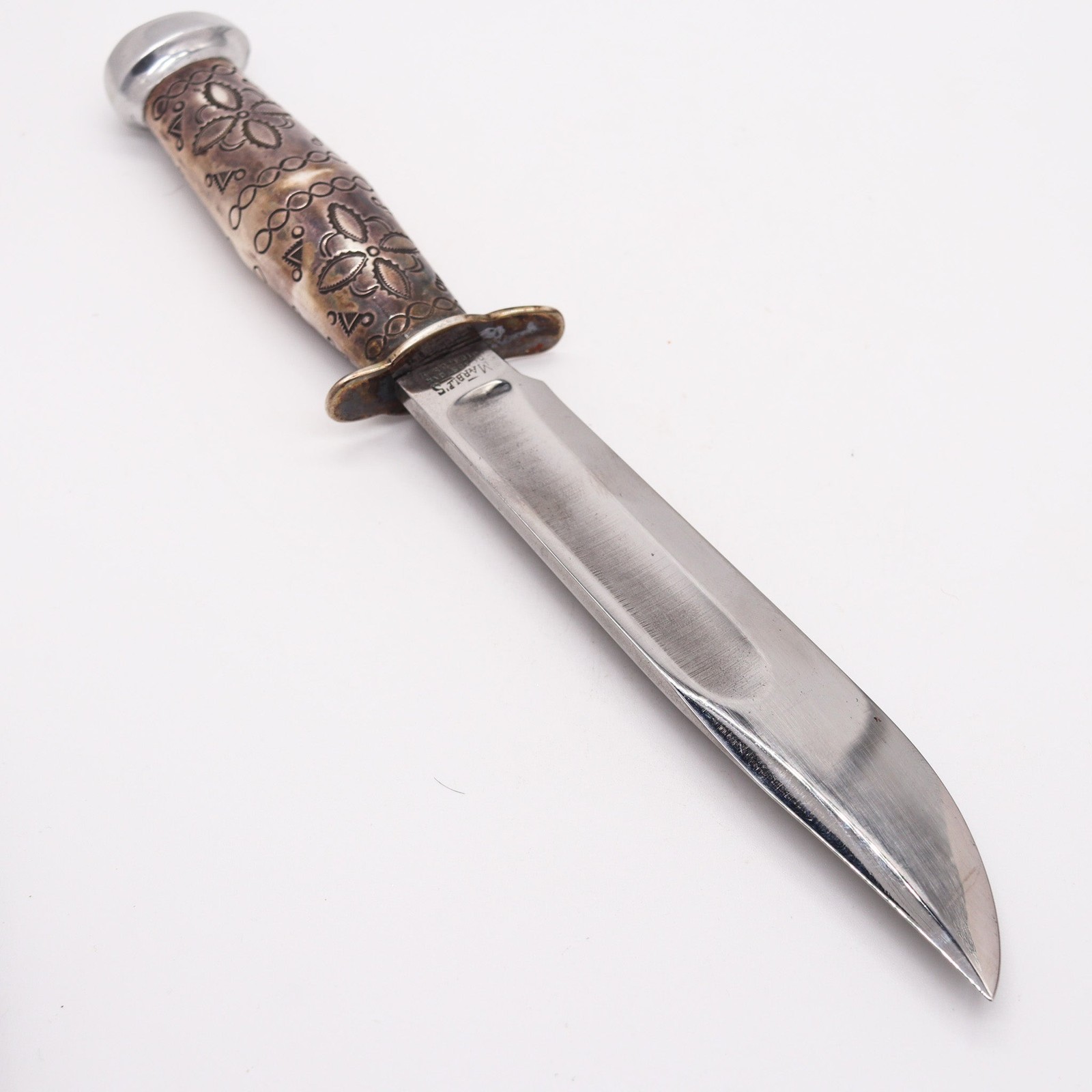 MARBLE’S Antique Ideal Hunting Knife Western Navajo .925 Sterling Silver Handle