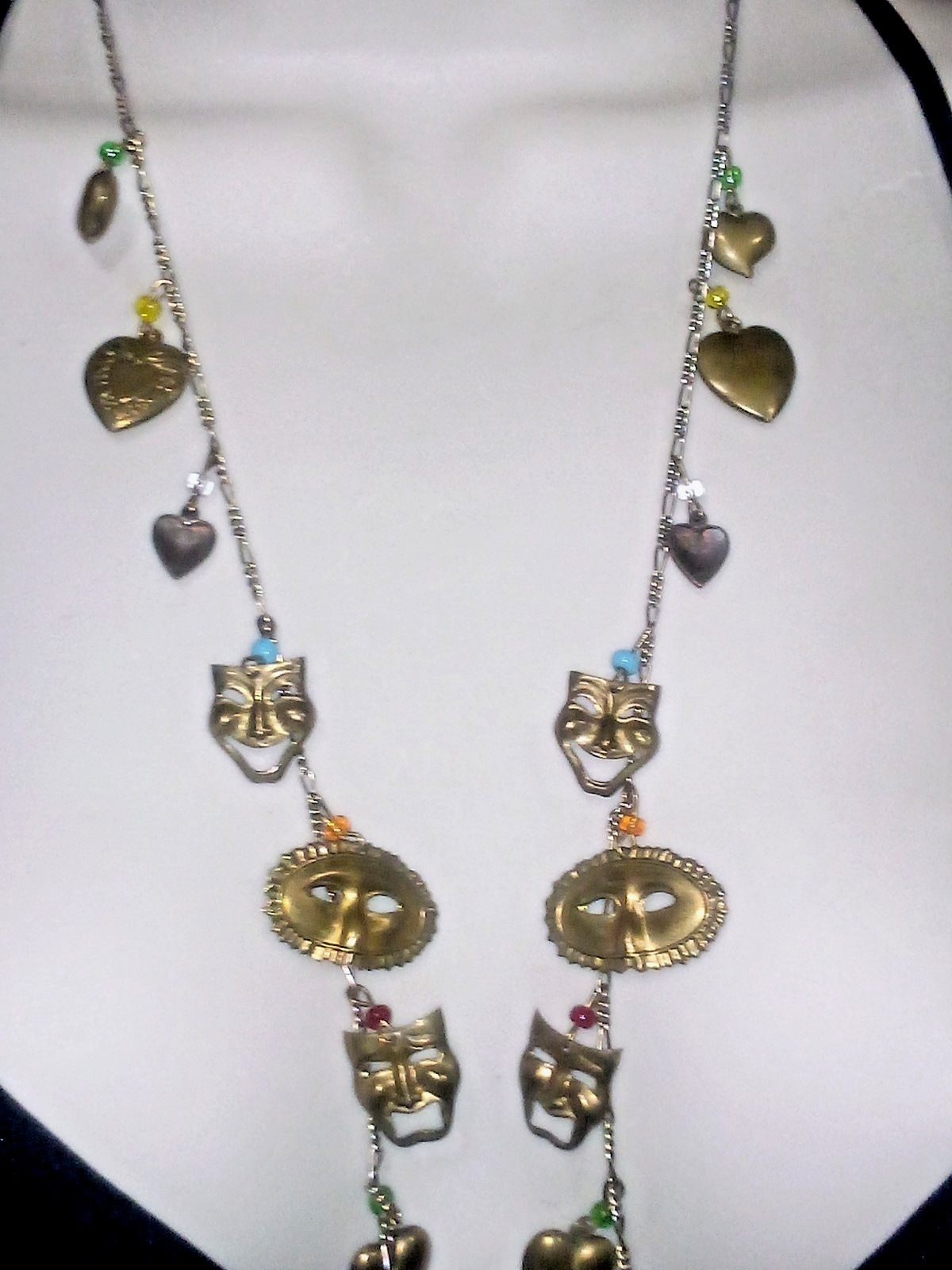 Vintage PIDDiDLY LINKS CHARM Necklace Theater Drama REAL HEART LOCKETS Kingston