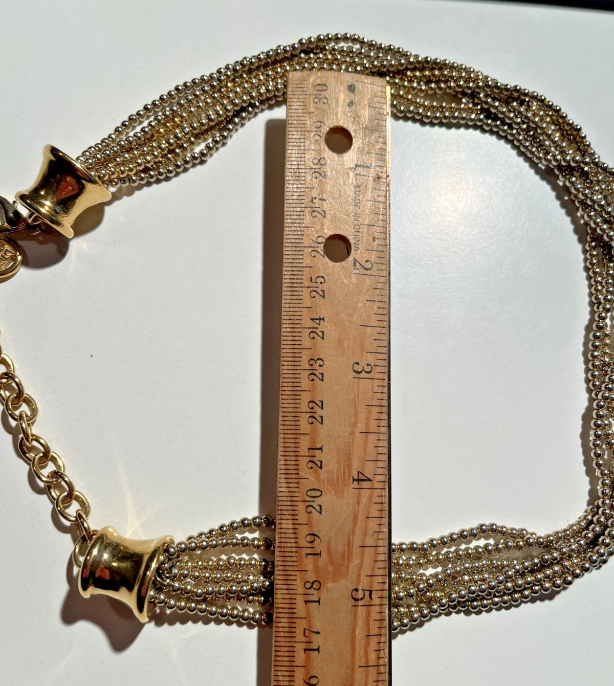 Vintage GIVENCHY signed 7-Strand Gold Tone Beaded 19″ Choker Necklace!