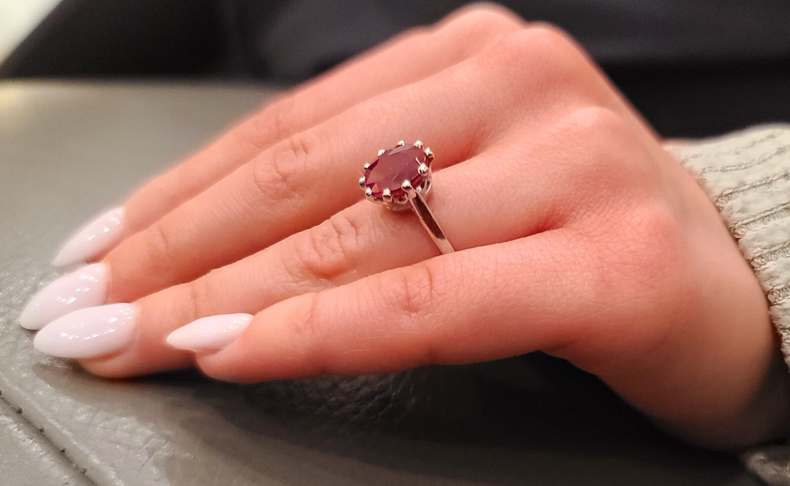 Vintage Platinum Engagement Ring 4.31ct. Natural Burma Round ruby GIA CERT