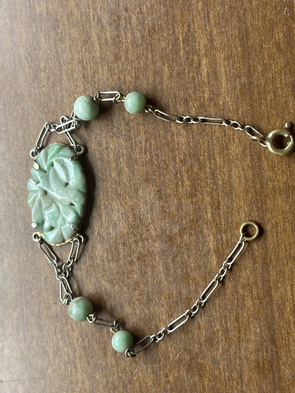 Antique Chinese Old Mine Art Deco Edwardian Jade Carved bracelet