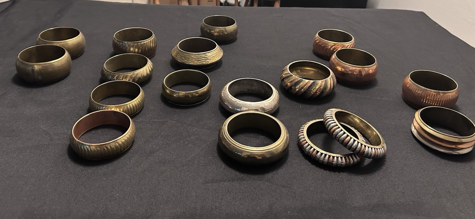 Vintage Metal Bangles And Cuff Brackets Layered Style Silver Copper And Bronze