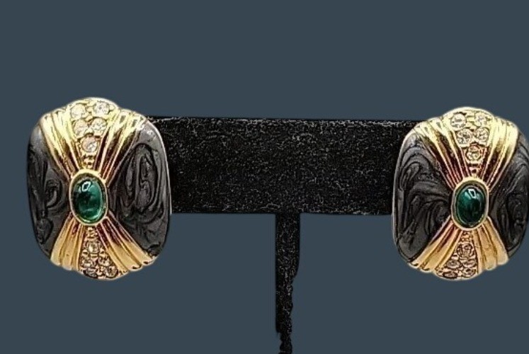 Vtg Kenneth Lane for Avon Duchess of Windsor Panther Collection Post Earrings