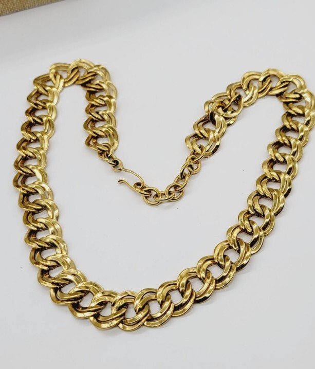 MONET Necklace Double Loop Gold Tone Chain Vintage 1980’s Style 21 in