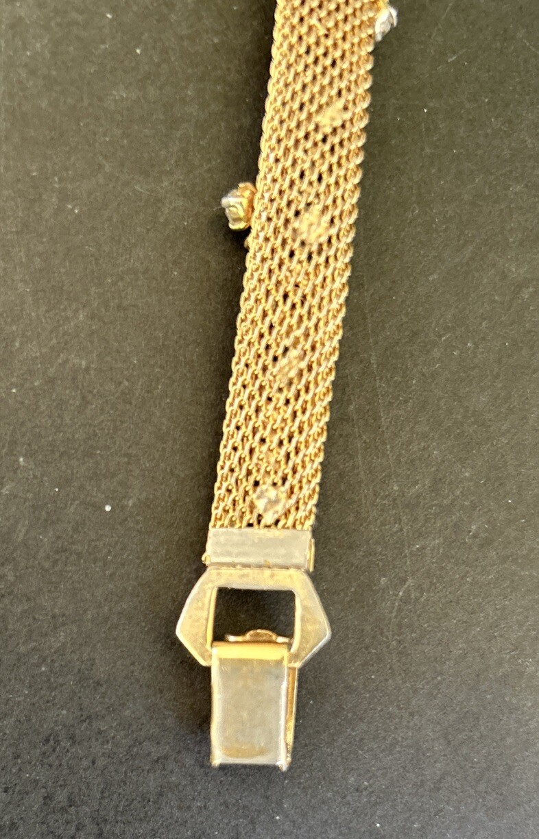Vintage Jewels By Julio Gold Mesh Rhinestone Bracelet