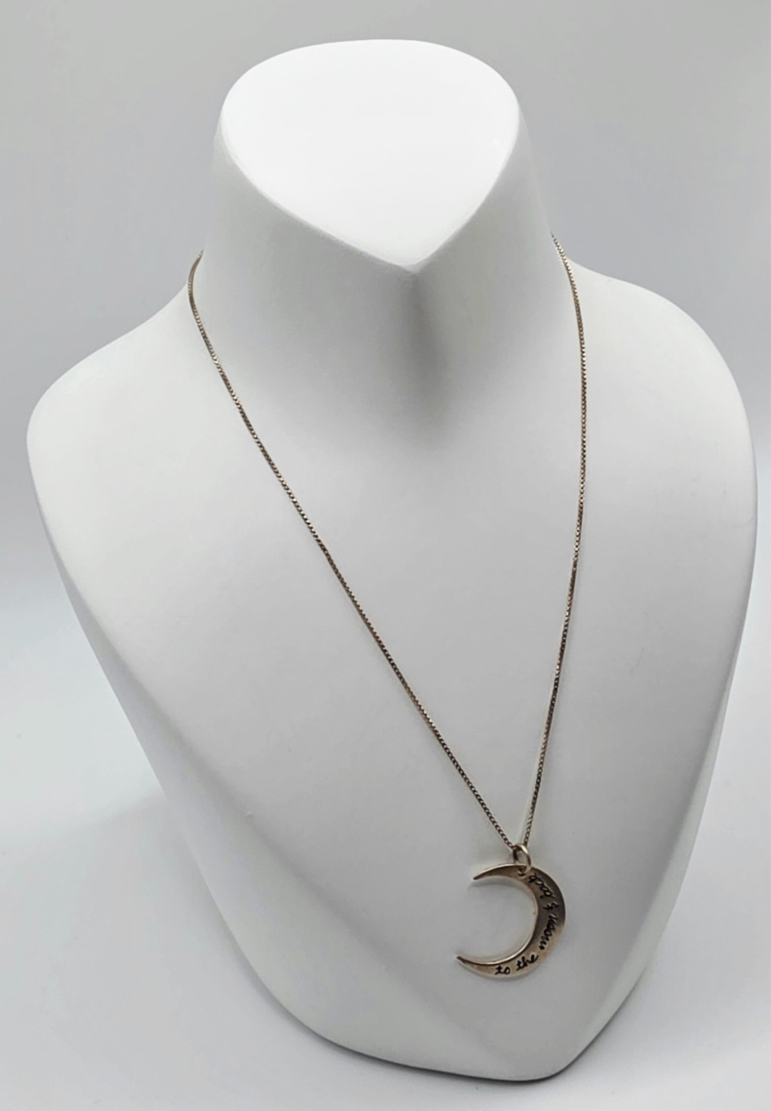 Sterling Silver ” To The Moon and Back” Cresent Moon Pendant on Chain Necklace