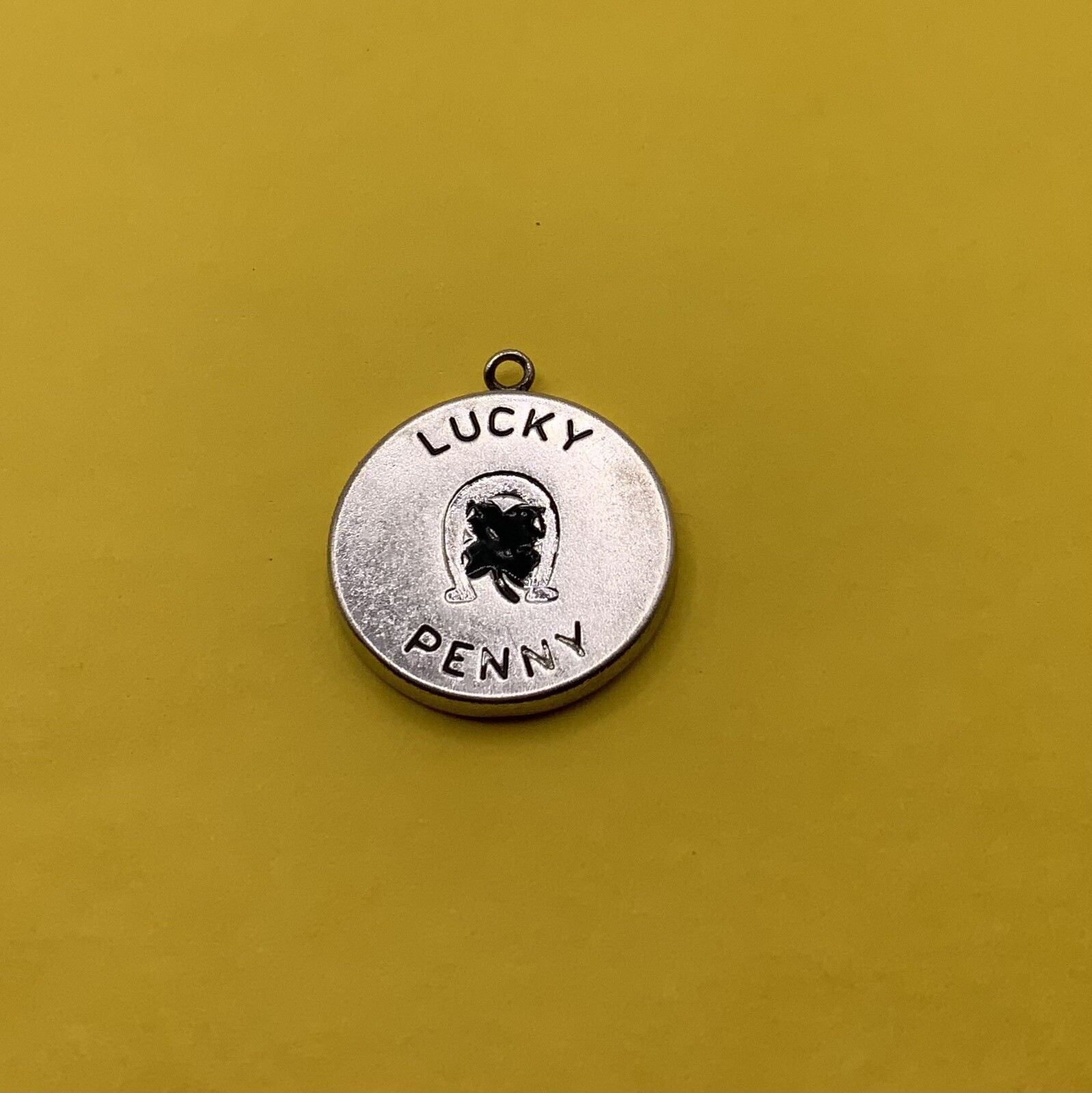 Vintage Sterling Silver Green Enamel 1957 Lucky Penny Bracelet Charm
